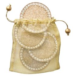 Bevel Hollywood Regency Gold Glass Beaded Coaster - Set of 4|
