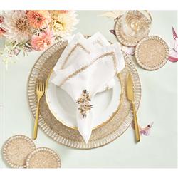 Bevel Hollywood Regency Gold Glass Beaded Placemat - Set of 4|