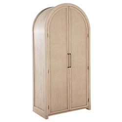 Elba Natural Rattan Wood Woven Arched China Cabinet|