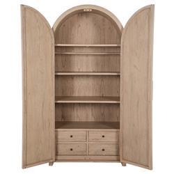 Elba Natural Rattan Wood Woven Arched China Cabinet|
