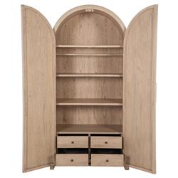 Elba Natural Rattan Wood Woven Arched China Cabinet|
