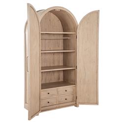 Elba Natural Rattan Wood Woven Arched China Cabinet|