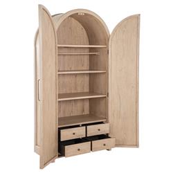Elba Natural Rattan Wood Woven Arched China Cabinet|