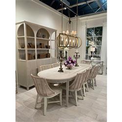 Whitlock White Wood Patterned Extendable Oval Dining Table - 86-106"W|