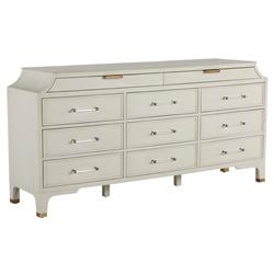 Alexandra White Mahogany Stained Brass Accent 11 Drawer Dresser|