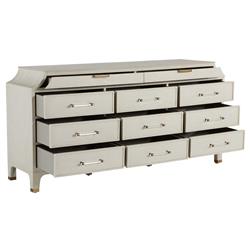 Alexandra White Mahogany Stained Brass Accent 11 Drawer Dresser|