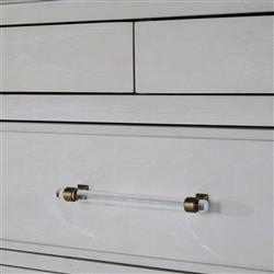 Alexandra White Mahogany Stained Brass Accent 11 Drawer Dresser|