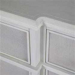 Leona French Parchment White Mahogany Linen Front Tapered Legs 9 Drawer Dresser|