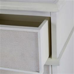 Leona French Parchment White Mahogany Linen Front Tapered Legs 9 Drawer Dresser|