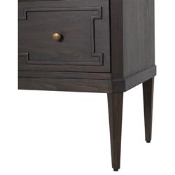 Glenwood French White Marble Top Dark Brown Wood Nightstand|