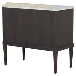Glenwood French White Marble Top Dark Brown Wood Nightstand|