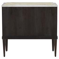 Glenwood French White Marble Top Dark Brown Wood Nightstand|