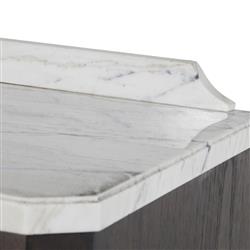 Glenwood French White Marble Top Dark Brown Wood Nightstand|