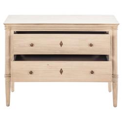 Linnea Updated Traditional Beige Oak Wood Nightstand|