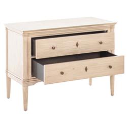 Linnea Updated Traditional Beige Oak Wood Nightstand|