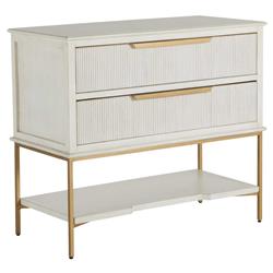 Riggs French Country White Ribbed Oak Wood 2 Drawer Nightstand|