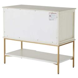 Riggs French Country White Ribbed Oak Wood 2 Drawer Nightstand|