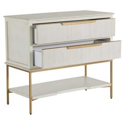 Riggs French Country White Ribbed Oak Wood 2 Drawer Nightstand|