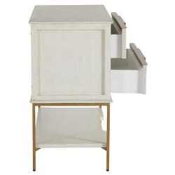 Riggs French Country White Ribbed Oak Wood 2 Drawer Nightstand|