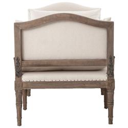 Sabine French Country Natural Linen Weathered Oak Bench Daybed|