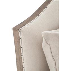 Sabine French Country Natural Linen Weathered Oak Bench Daybed|