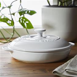 Staub Modern Classic White Ceramic Round Covered Baking Dish|