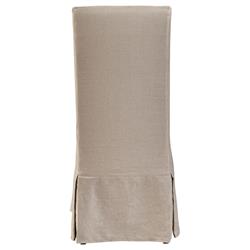 Luna French Country Beige Slipcovered Oak Wood Parsons Dining Chair|