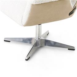 Celine Modern White Upholstered Boucle Silver Aluminum Base Adjustable Office Chair|