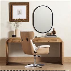 Celine Modern White Upholstered Boucle Silver Aluminum Base Adjustable Office Chair|