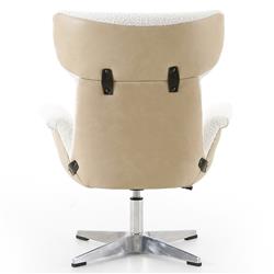 Celine Modern White Upholstered Boucle Silver Aluminum Base Adjustable Office Chair|