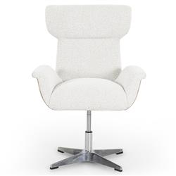 Celine Modern White Upholstered Boucle Silver Aluminum Base Adjustable Office Chair|