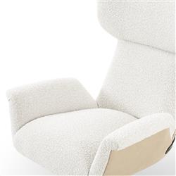 Celine Modern White Upholstered Boucle Silver Aluminum Base Adjustable Office Chair|