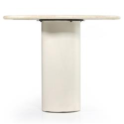 Gary French Country Cream Marble Top Iron Base Round Dining Table - Small - 38"W|