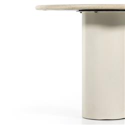 Gary French Country Cream Marble Top Iron Base Round Dining Table - Small - 38"W|