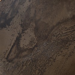 Brandon Rustic Black Iron Top Brown Oak Wood Base Round Coffee Table|