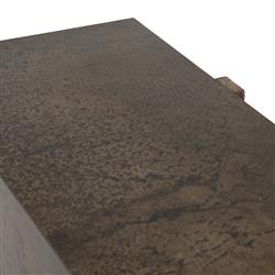 Beth Rustic Black Distressed Iron Top Brown Oak Wood Rectangular Console Table|