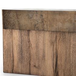 Beth Rustic Black Distressed Iron Top Brown Oak Wood Rectangular Console Table|