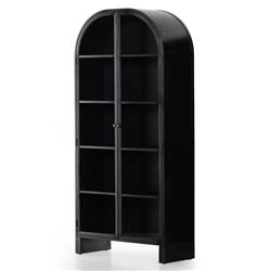 Sheila Industrial Clear Glass Black Iron Frame Curved 2 Door Display Case|