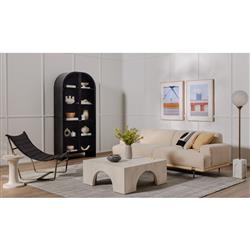 Sheila Industrial Clear Glass Black Iron Frame Curved 2 Door Display Case|