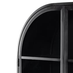 Sheila Industrial Clear Glass Black Iron Frame Curved 2 Door Display Case|