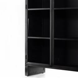 Sheila Industrial Clear Glass Black Iron Frame Curved 2 Door Display Case|