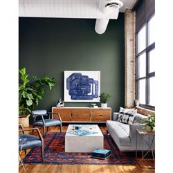 Pia Mid Century Modern Black Upholstered Leather Smoky Brown Wood Arm Chair|