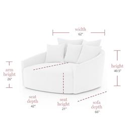 Louisa Modern Classic Grey Upholstered Round Sofa - 62"W|