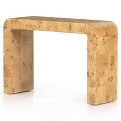 Cynthia Rustic Lodge Natural Brown Burl Wood Rectangular Console Table|