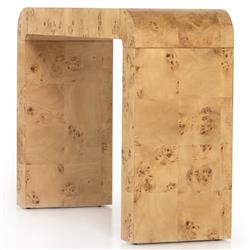 Cynthia Rustic Lodge Natural Brown Burl Wood Rectangular Console Table|