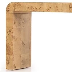 Cynthia Rustic Lodge Natural Brown Burl Wood Rectangular Console Table|
