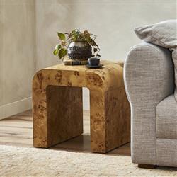 Cynthia Rustic Lodge Brown Burl Wood Square End Table|