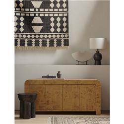 Cynthia Rustic Natural Brown Burl Wood Rectangular 4 Door Media Console - 65"W|