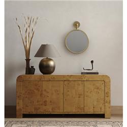 Cynthia Rustic Natural Brown Burl Wood Rectangular 4 Door Media Console - 65"W|