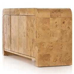 Cynthia Rustic Natural Brown Burl Wood Rectangular 4 Door Media Console - 65"W|